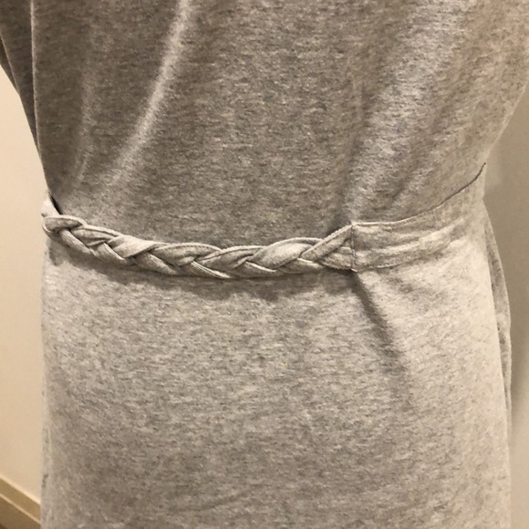 Athleta grey cotton dress wrap with braid waist  trim size L - Picture 7 of 11